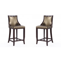 Manhattan Comfort 2-BS008-BZ Emperor 41 in. Bronze and Walnut Beech Wood Bar Stool (Set of 2)